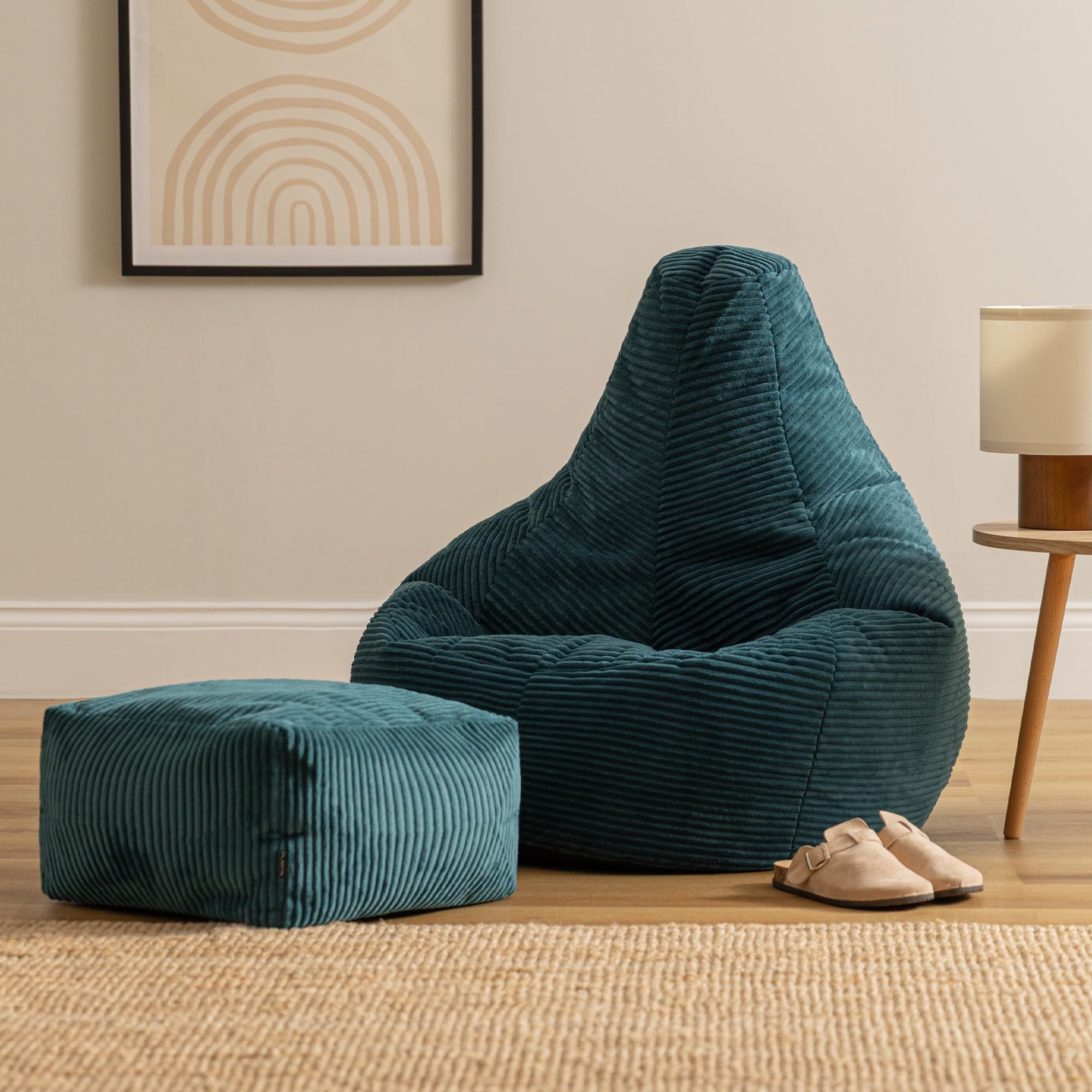 icon Dalton Cord Bean Bag & Footstool with Filling Included, Teal