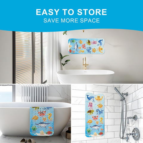 XIYUNTE Baby Bath Mat Non Slip Anti Mould Kids - 100x40cm Extra Long Anti Slip Bathtub Mat Machine Washable