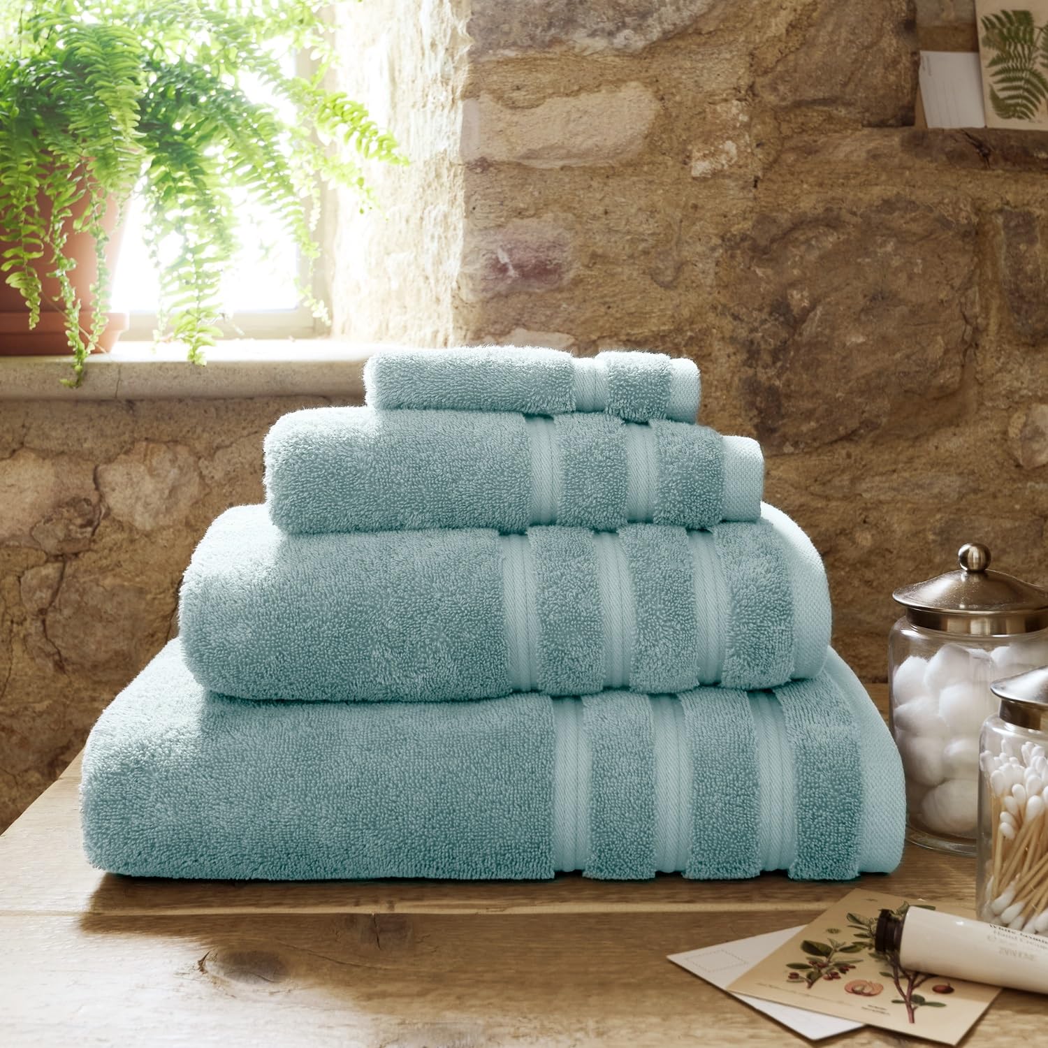 Christy Antalya Hand Towels | Set of 2 | 100% Turkish Cotton | 600GSM | Soft Plush Luxury Towel Set | 50cm x 90cm | Quick Dry | Ocean Blue