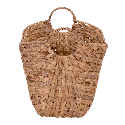 Household Essentials ML-4002 Tall Water Hyacinth Wicker Basket with Handles | Natural