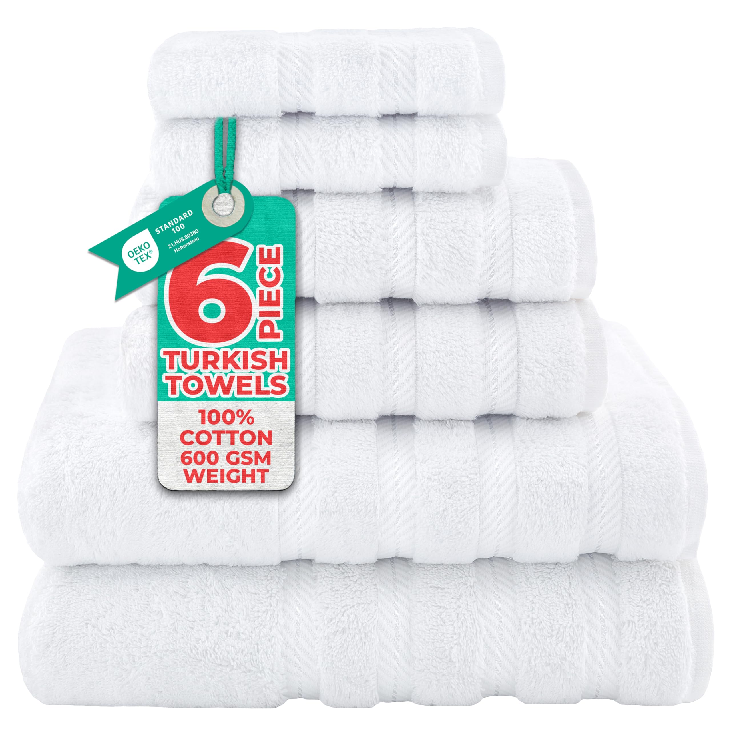 American Soft Linen Premium, Luxury Hotel & Spa, 6 Piece Towel Set, 100% Genuine Turkish Cotton for Maximum Softness and Absorbency, [Worth $78.95]