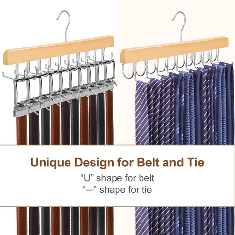 TOPIA HANGER 2 in 1 Belt Tie Hanger for Closet Max 30 Belts with 30 Ties Capacity