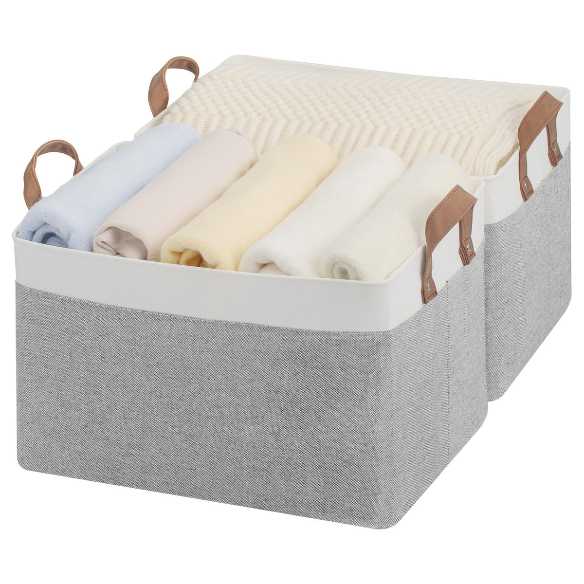 StorageWorks Fabric Storage Baskets for Shelves, Wardrobe Storage Boxes for Clothes, Large Storage Bins with Metal Frame
