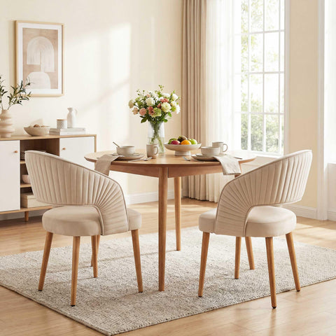 younturn Modern Velvet Upholstered Dining Chairs Set of 2, Comfortable Padded Kitchen Chairs with Armrests