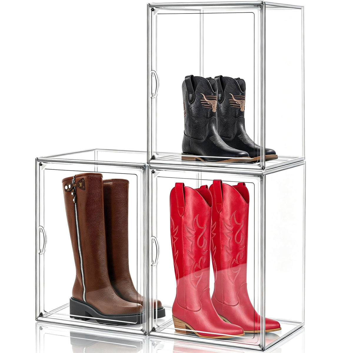 EZJOB Clear Ankle Boot Storage Boxes, Stackable Organiser, 1 Pack
