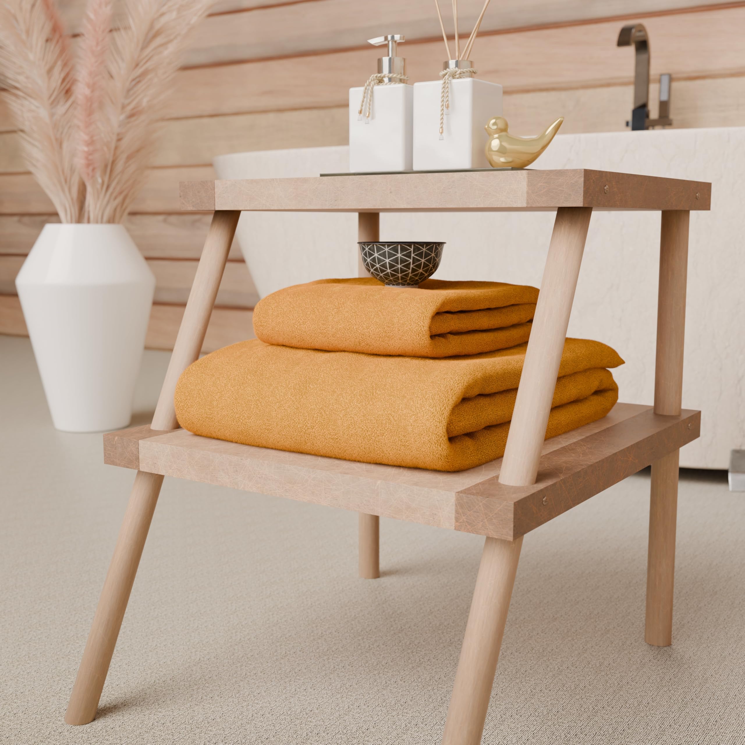PETTI Artigiani Italiani - 100% Cotton Terry Bath Towels, 2+2 Towel Set, 4 Pieces 2 Face Towels and 2 Hand Towels, Orange Towels