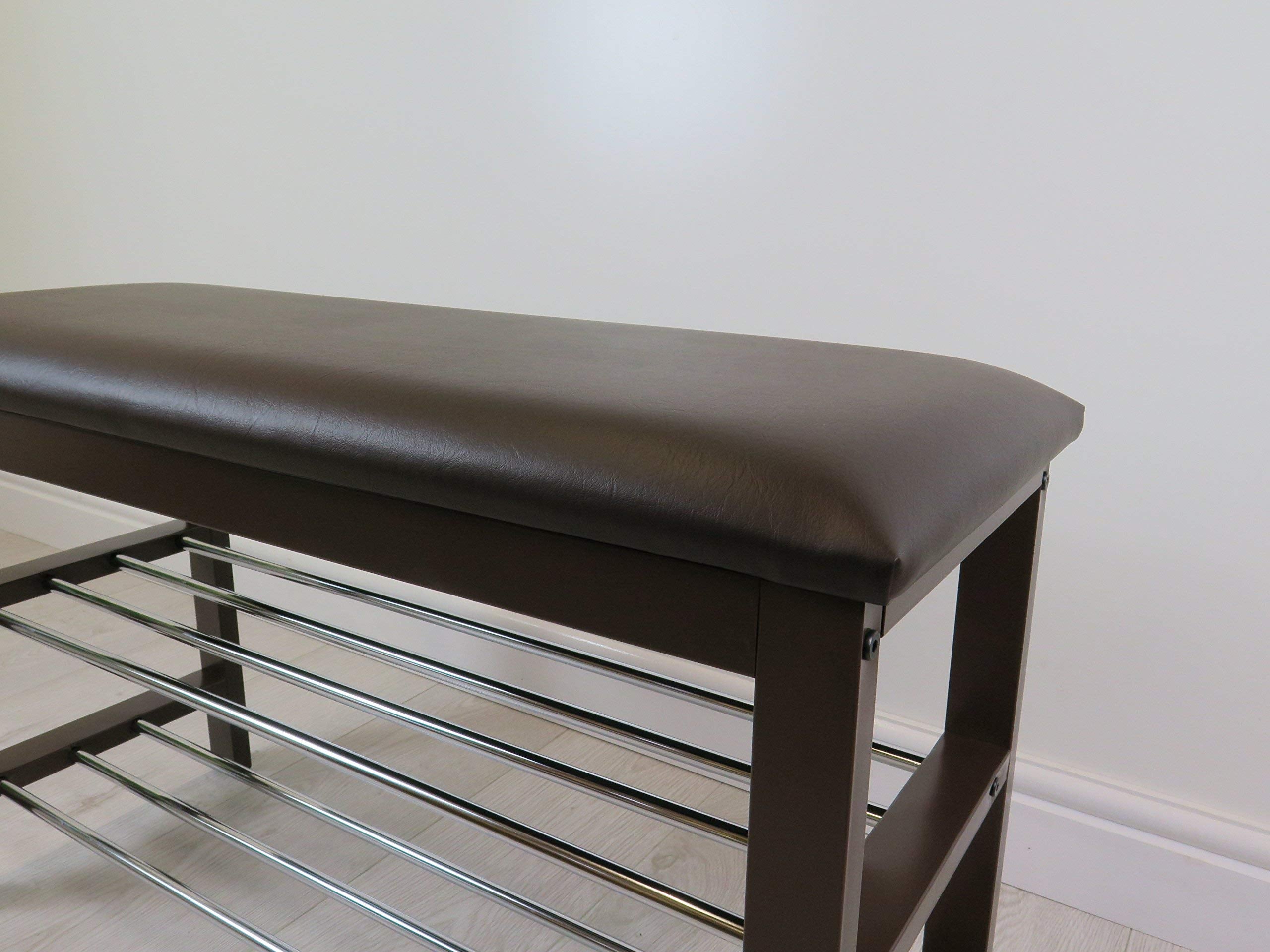 ASPECT 3-Tier Storage Shoe Rack/Bench with Seat Cushion (Brown), 80 x 30 x 49 cm