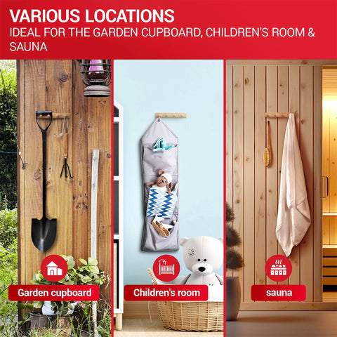 LouMaxx Wooden Hook Rack with Hooks - Wall Mounted Coat Rack for Children - Made of Untreated Pine Wood