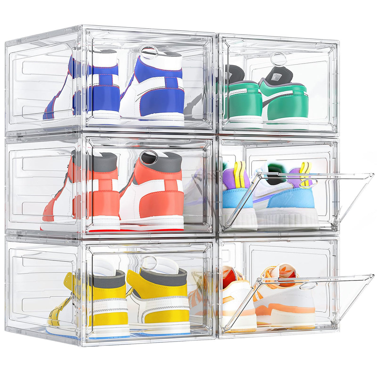 TidyTrove Shoe Storage Box, 6 Pcs Shoe Box Clear Plastic Stackable