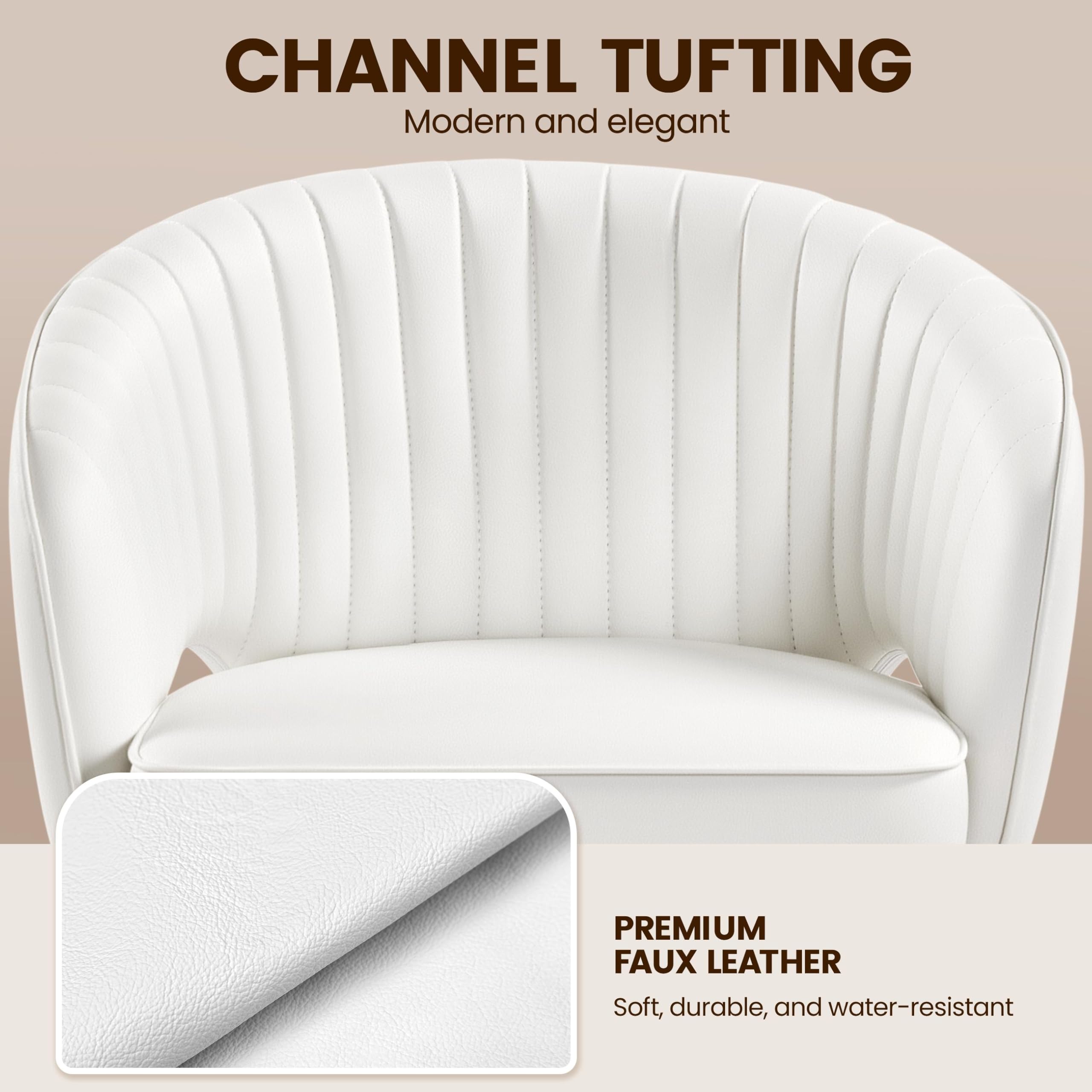 Yaheetech Desk Chair, Swivel Makeup Vanity Chair with Tufted Barrel Back