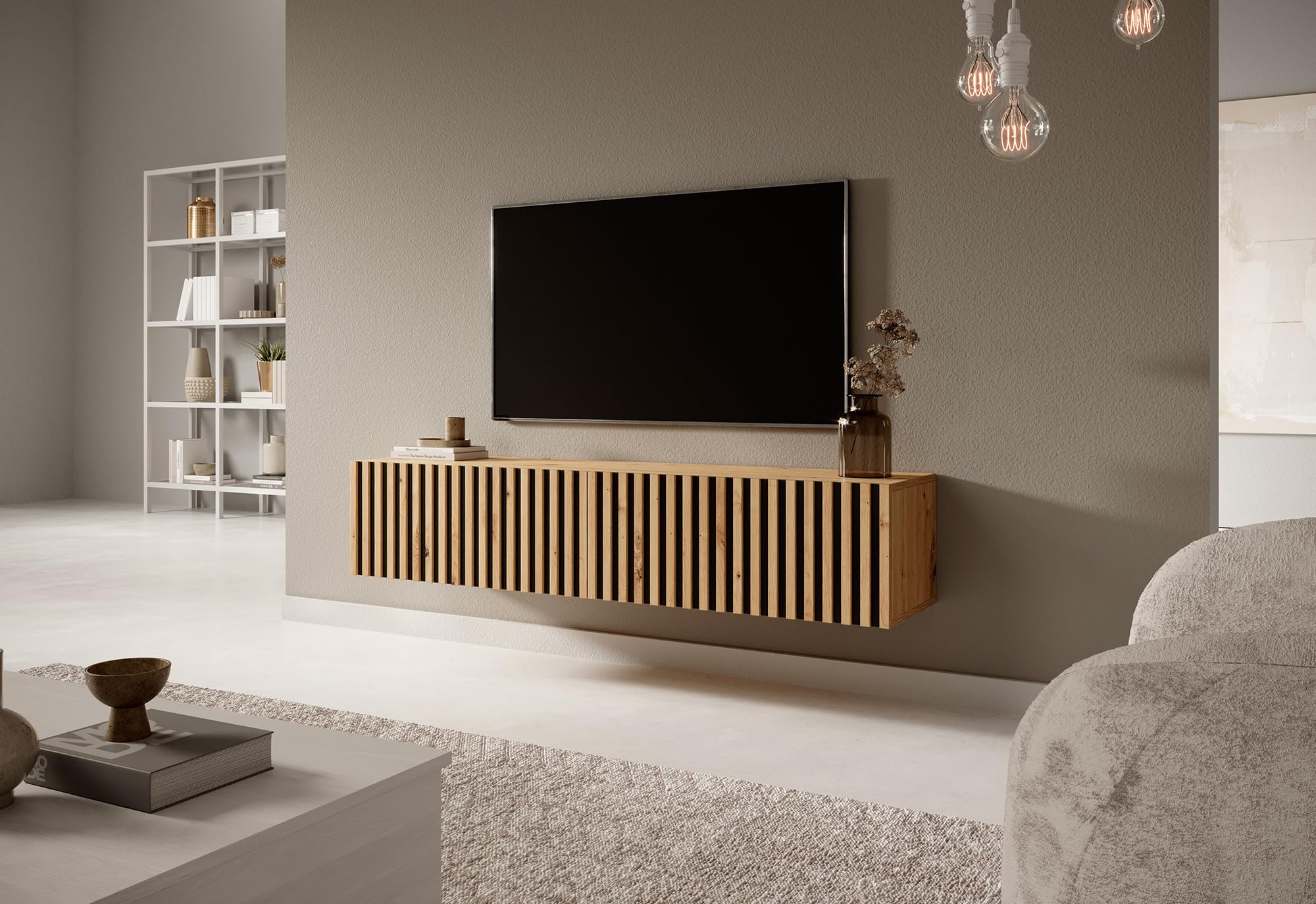 SELSEY TELIRE TV Unit Cabinet 140 cm, Engineered Wood Oak, 140 (EU)