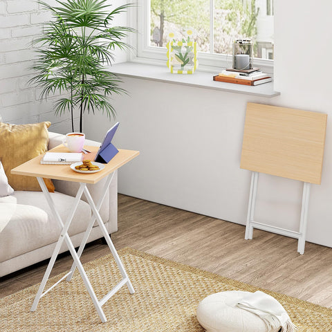 HOOBRO Side Table 2 Set, Folding Tables, TV Tray Table for Eating, Small Sofa End Laptop Drinks Coffee Tables for Small Space, Living Room