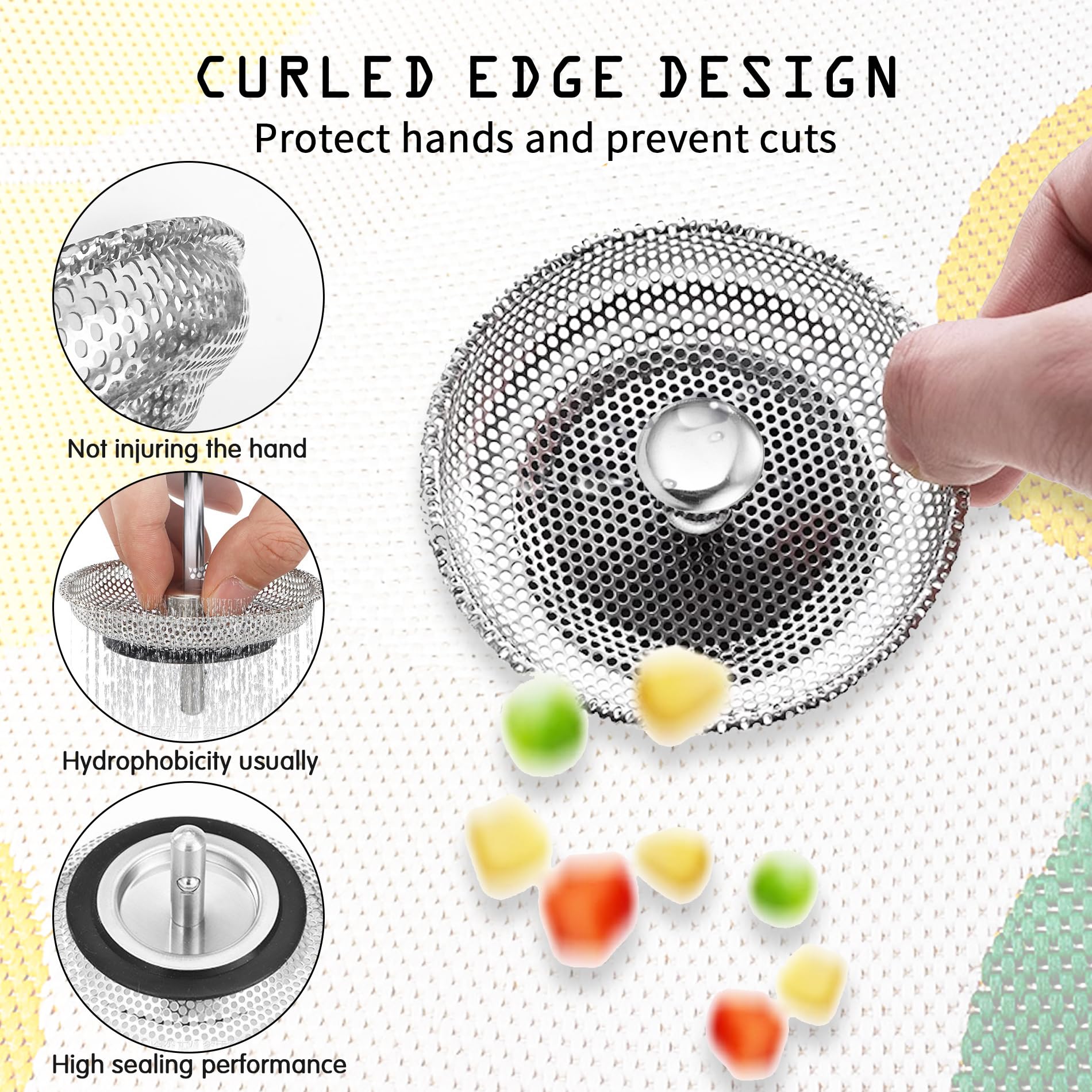 2 Pack Kitchen Sink Plug and Strainer, 304 Stainless Sink Strainer Plug, Sink Strainer, Stainless steel drain plug