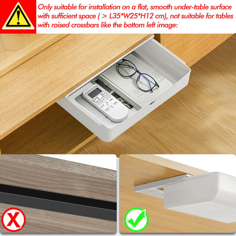 Poeland Under Desk Drawer Self-Stick Storage Organizer for Office Home School Large Size White