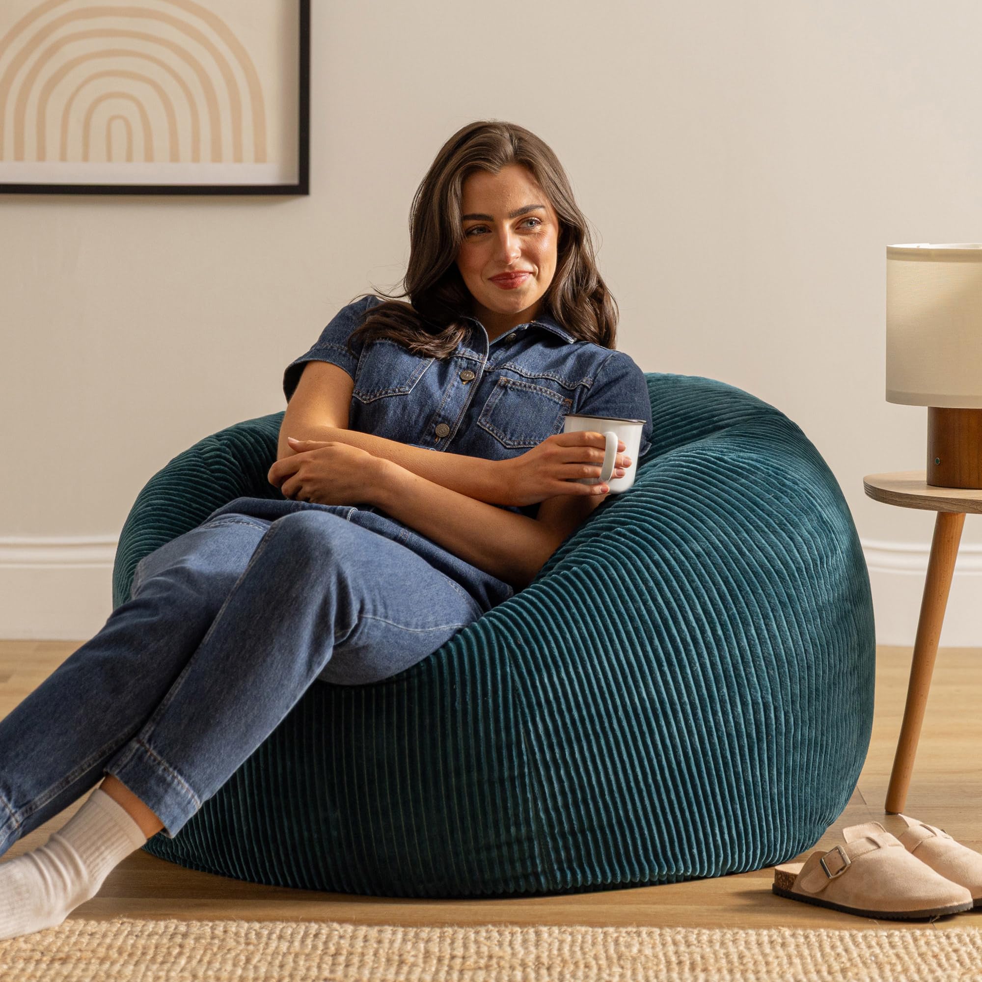 icon Kingston Cord Bean Bag with Filling Included, Set of 2, Teal
