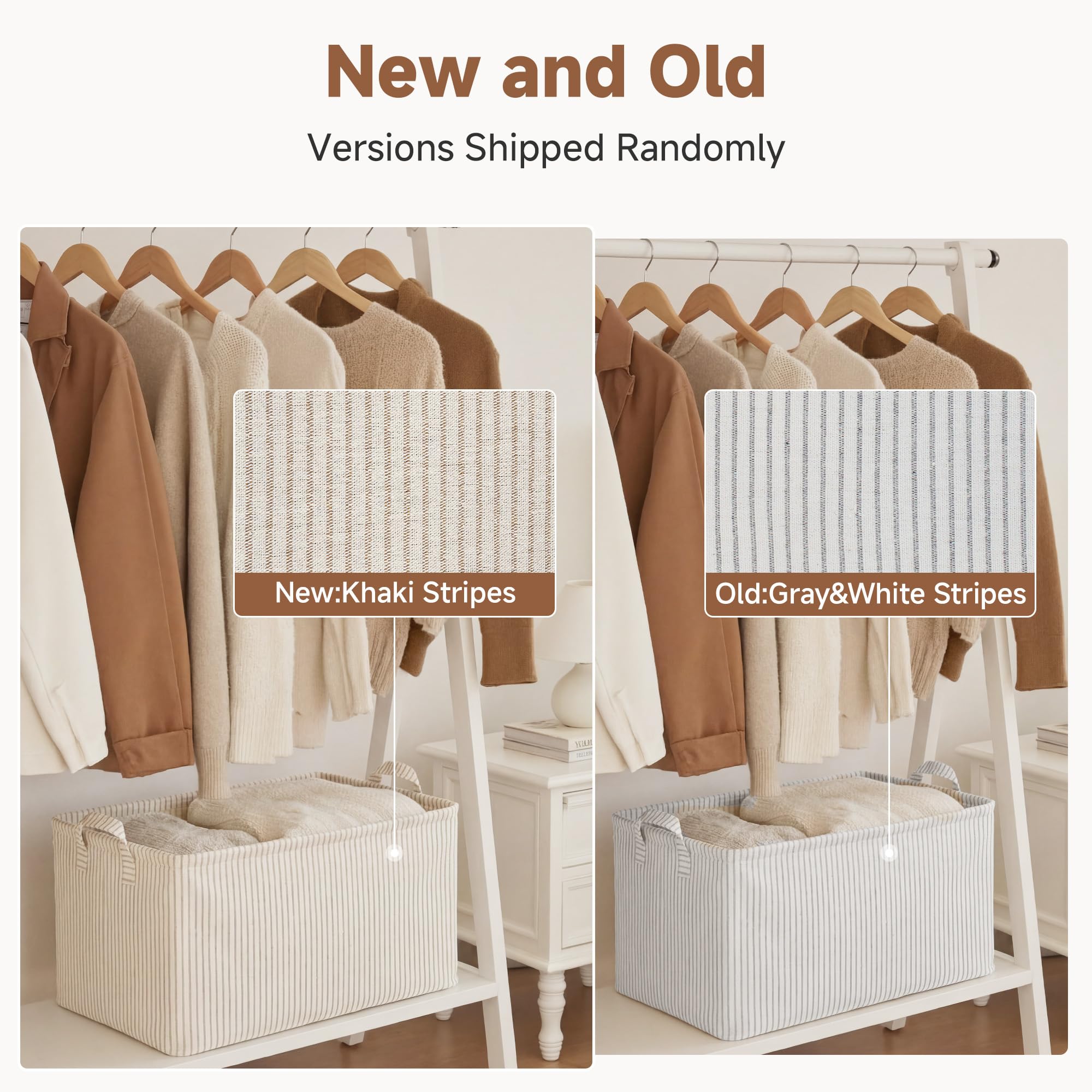 StorageWorks Storage Boxes, Foldable Storage Boxes for Shelves, Large Storage Baskets with Metal Frame, Closet Baskets and Boxes with Handles
