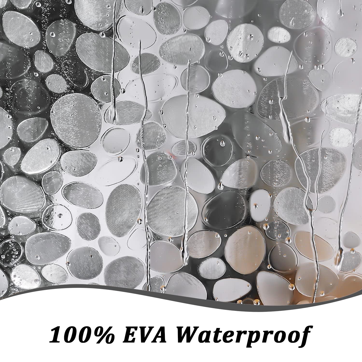 hjwanyin Shower Curtain, Long Shower Curtain Made of Mould PEVA, Stylish and Water Repellent Shower Liner for Bathroom (Cobblestone, 180 * 200cm)