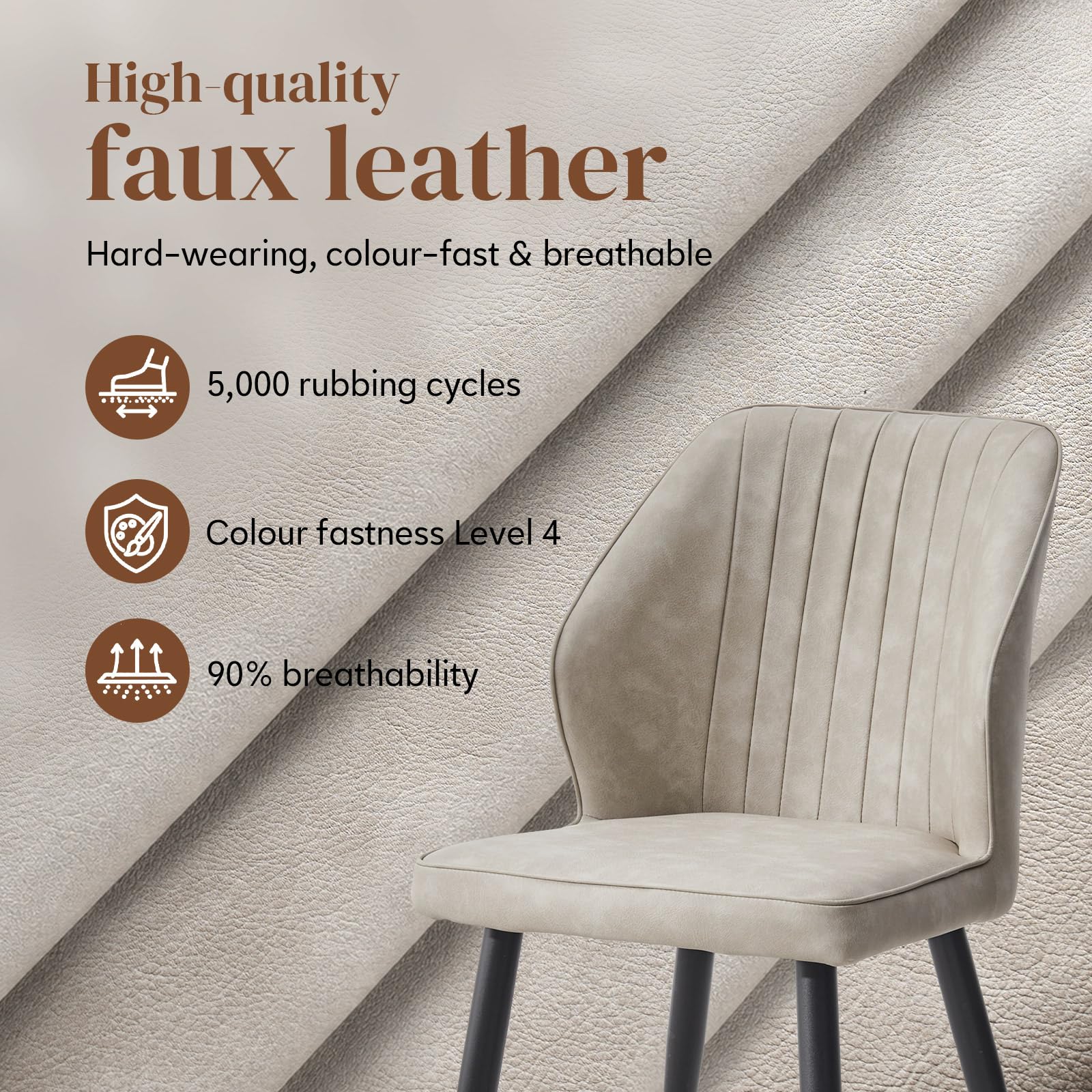 TUKAILAi Dining Chairs Set of 2, Faux Leather, Metal Legs, for Kitchen