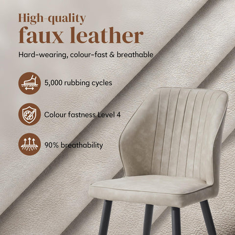TUKAILAi Dining Chairs Set of 2, Faux Leather, Metal Legs, for Kitchen