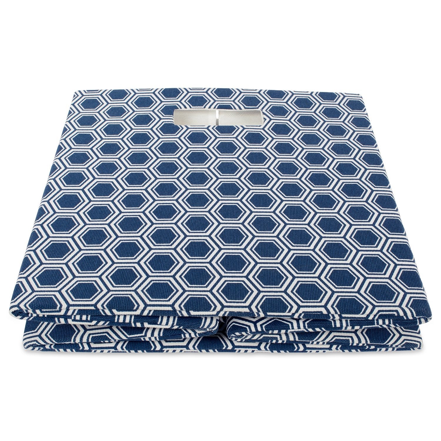 DII Hard Sided Collapsible Fabric Storage Container for Nursery, Offices, & Home Organization, (13x13x13) - Honeycomb Nautical Blue