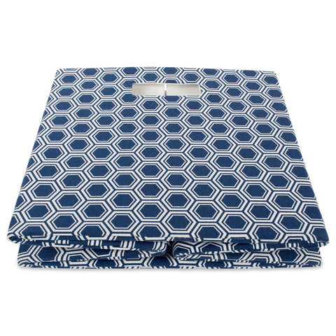 DII Hard Sided Collapsible Fabric Storage Container for Nursery, Offices, & Home Organization, (13x13x13) - Honeycomb Nautical Blue