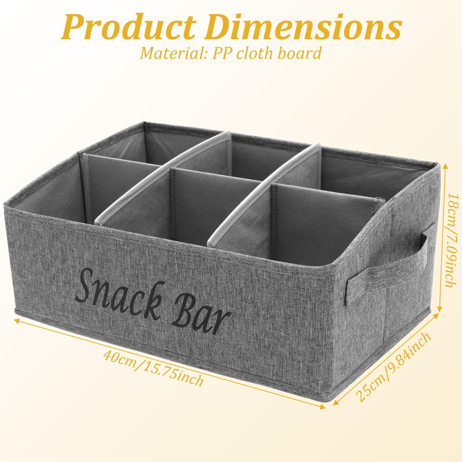 Bpyhebe Snack Storage Bag, 6 Compartment Food Containers with Handles, 40x25x18cm Trapezoid Candy Bar Box