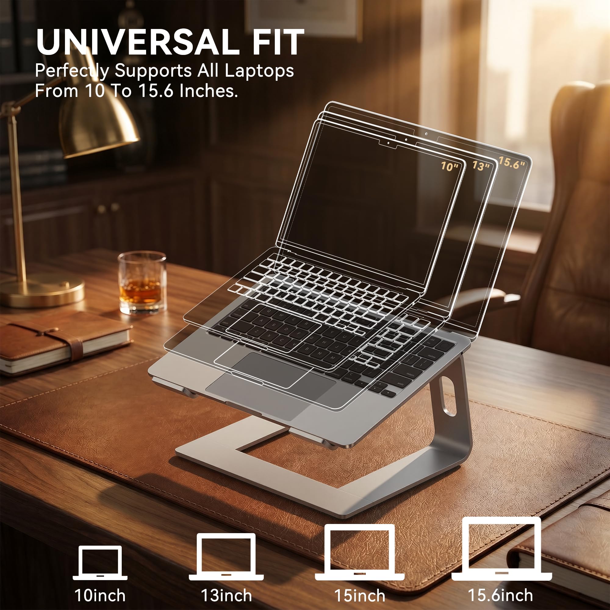 SOUNDANCE Aluminum Laptop Stand for Desk Compatible with Mac MacBook Pro Air Apple Notebook