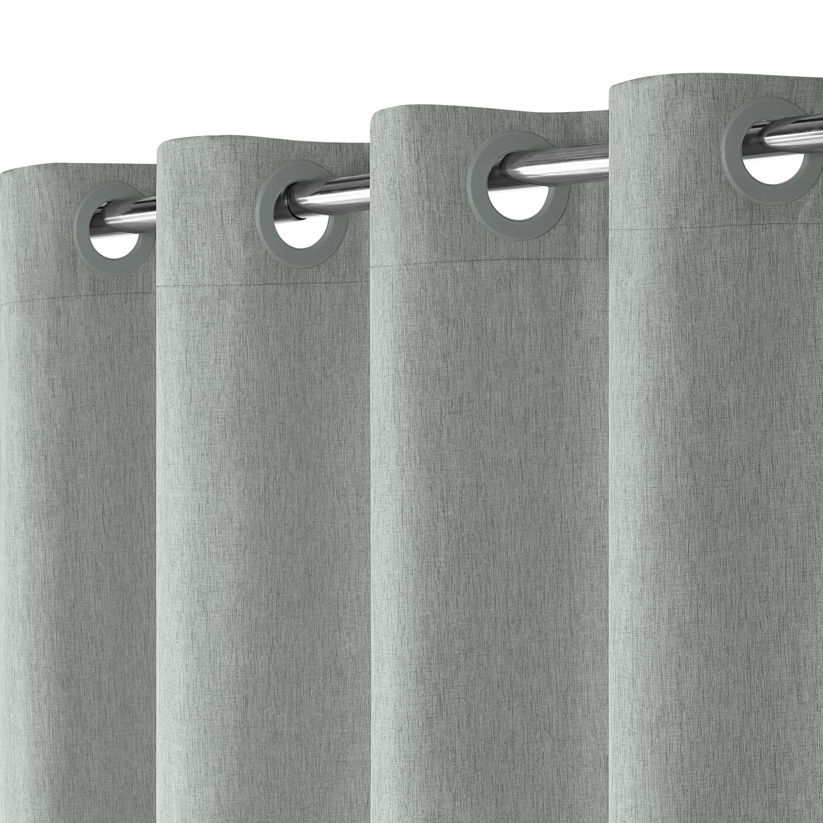 Hotel Style No Hook Rustic Linen Shower Curtain for Bathroom 230GSM Thick Fabric Texture Shower Curtains, Enhanced Waterproof, Weighted Hem