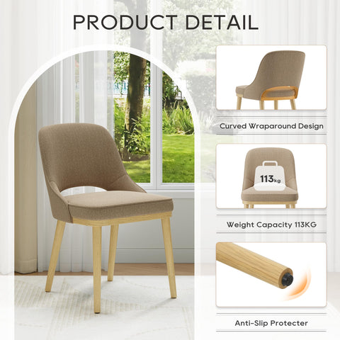 Dining Chairs Set of 6, Upholstered Dining Room Chairs with Chenille Fabric, Ergonomic Backrest, High Density Cushion & Rubber Wood Frame