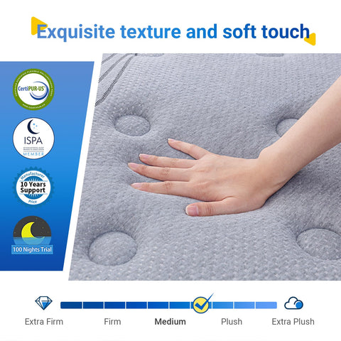 Avenco Single Mattress 3ft, 20cm Pocket Sprung Mattresses, Bamboo Foam Innerspring Hybrid Mattress, Single Bed Mattress in a Box