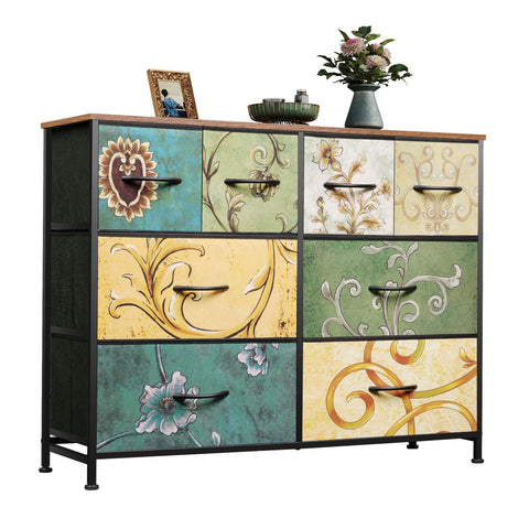 WLIVE Chest of Drawers Bedroom, 8 Fabric Drawers Storage Organizer Unit for Living Room, Hallway, Kids Room, Dresser with Easy Pull Handle