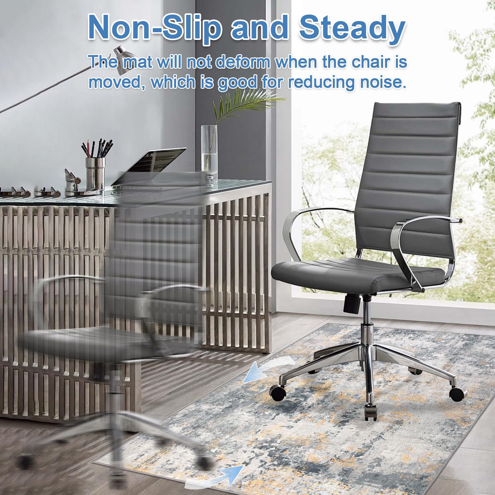 Capslpad Office Chair Mats for Hardwood Floor 90x120cm Non-Slip Modern Abstract Home Multi Purpose Chair Mat Low Pile Floor Protectors Computer Chair