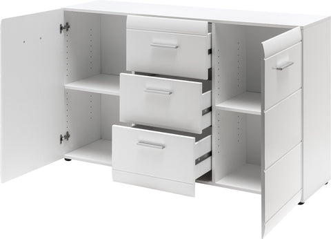 Germania Sideboard 3580-84 GW-Adana, in White, Fronts high gloss with groove milling, 144 x 86 x 40 cm (WxHxD)