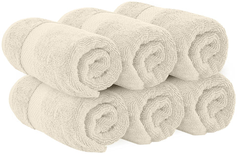 White Classic - Luxury Towel Set for Bathroom, Hotel, Spa, Kitchen, Egyptian Cotton, 16 x 30 Inches, 6 Piece Set (Ivory)