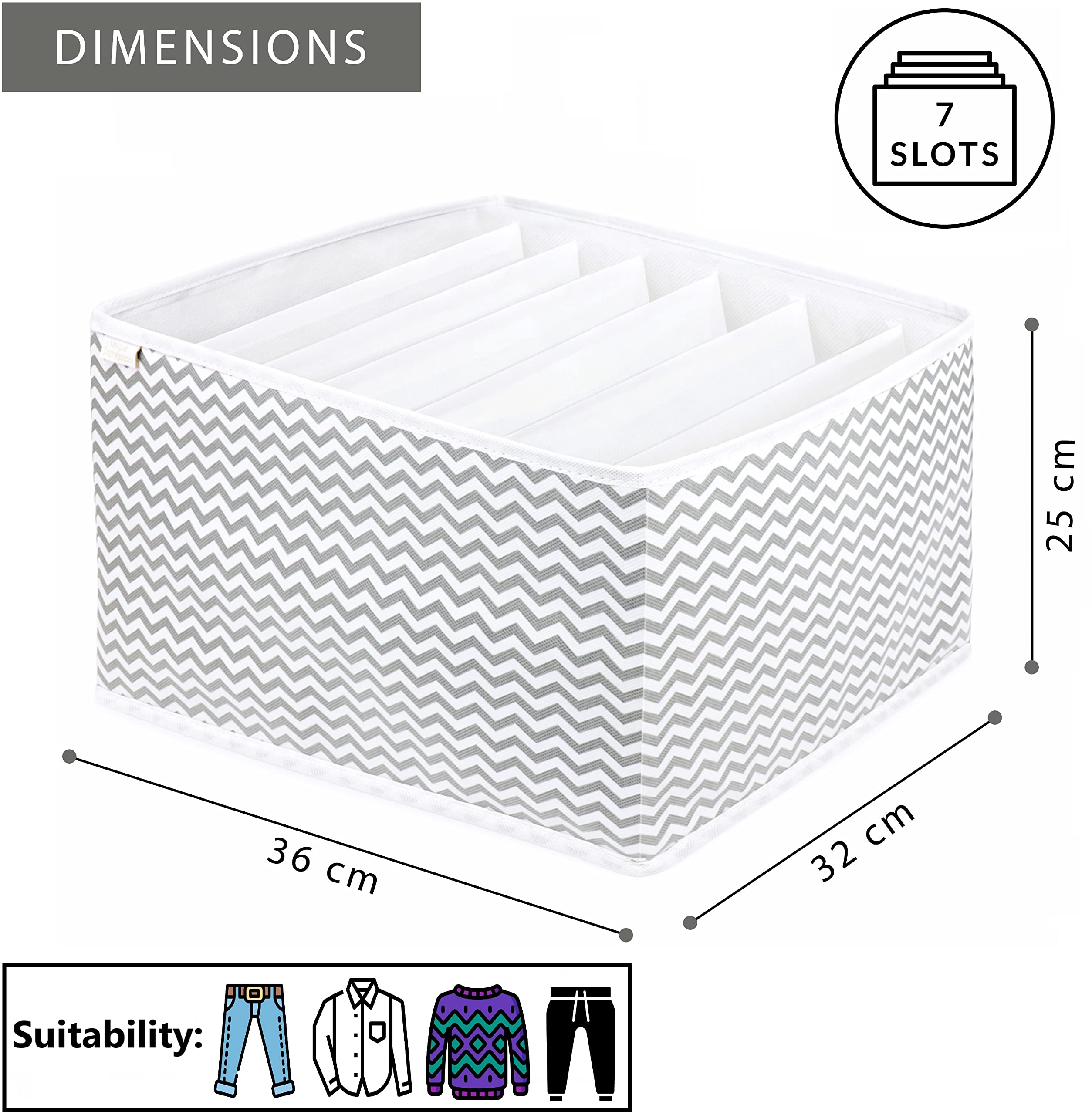 Unique Impression Set of 2 Large Wardrobe Storage Organiser For Jeans, Jumpers, Shirts, Sweaters, Trousers, Pants, Leggings, Joggers