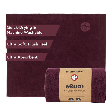 Manduka eQua Hot Hand Towel - 16" Double-Knit Microfiber Rapid Sweat Absorption Multipurpose Workout Towel 16 x 26.5 Inches
