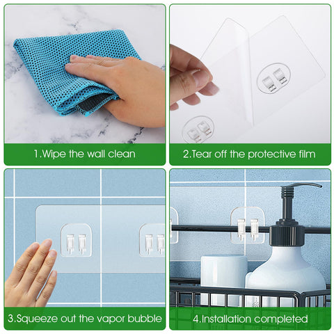 WLLHYF 6pcs Shower Caddy Adhesive Hooks Replacement Strong Stickers Shower Hooks Wall Hooks Waterproof for Bathroom Shower Shelf Basket Soap Dish