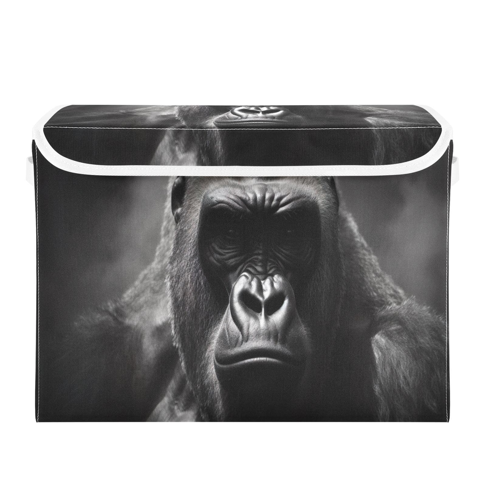 JUMBEAR Meditating Gorilla Collapsible Storage Bins With Lids,Foldable Fabric Storage Boxes,Storage Basket Closet Bin for Christmas Decorations
