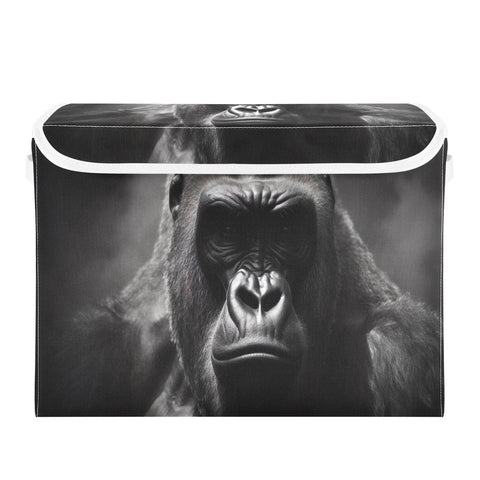 JUMBEAR Meditating Gorilla Collapsible Storage Bins With Lids,Foldable Fabric Storage Boxes,Storage Basket Closet Bin for Christmas Decorations