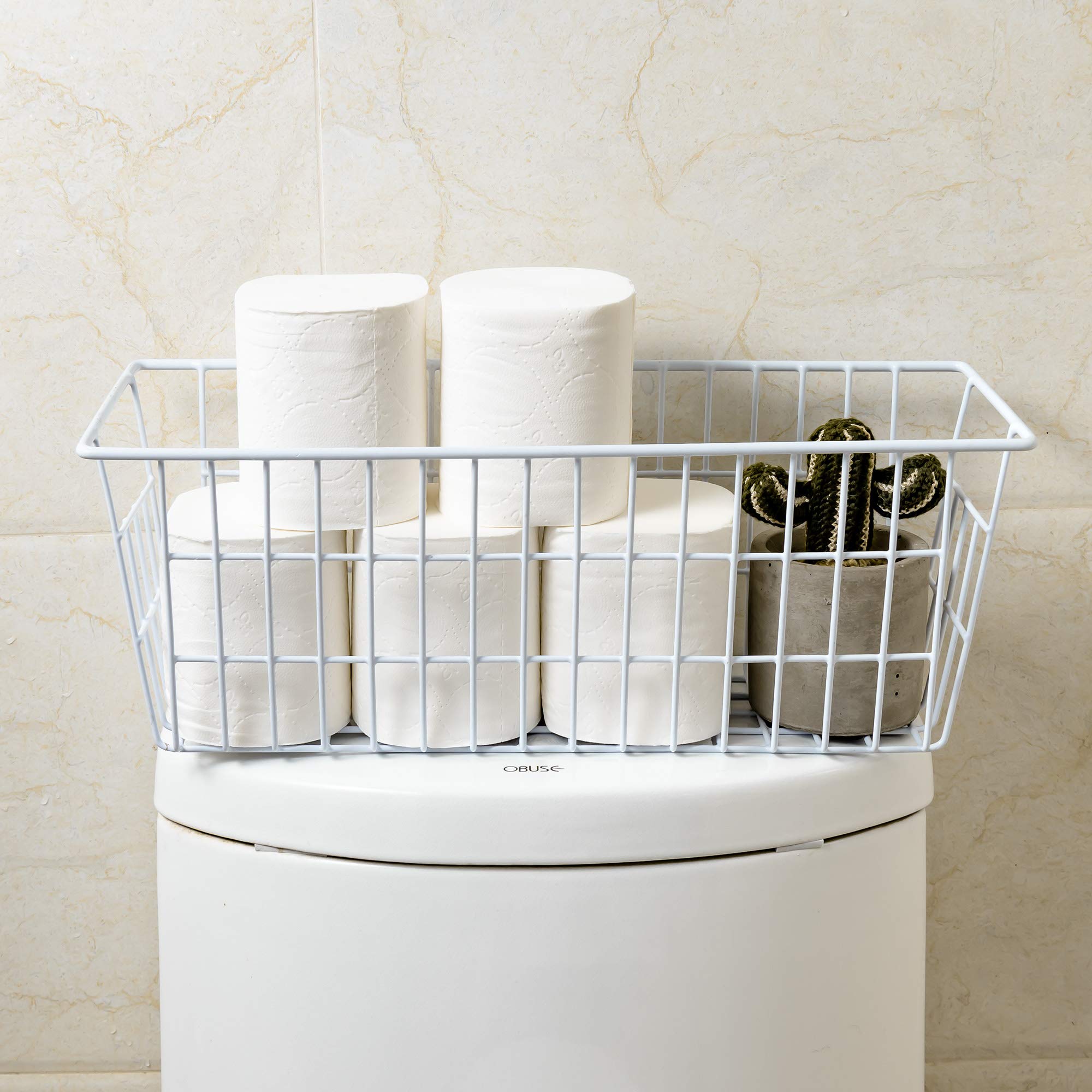 iPEGTOP Metal Wire Food Storage Organizer Bin Basket with Handles. Narrow Kitchen Refrigerator Storage Basket for Kitchen Cabinets, Pantry, Bathroom