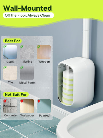 Disposable Toilet Brush and Holder Set, Toilet Bowl Cleaner Wand with 36 Refill Heads, Toilet Brush for Bathroom, Toilet Bowl Brush and Holder