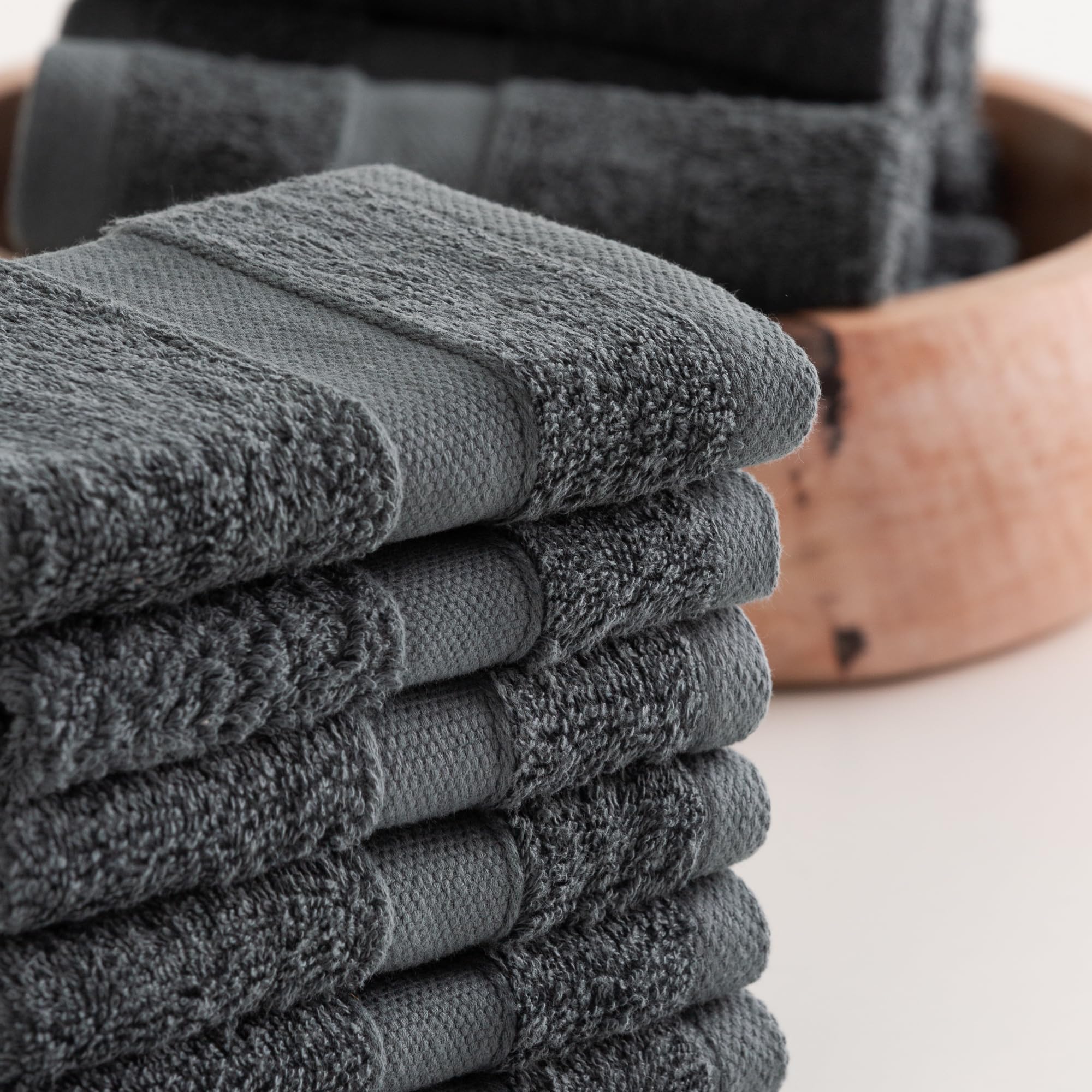Todocama - Set of 24 Hand Towels (30x30 cm) 100% Soft and Absorbent Cotton, 550 gsm Premium, (Dark Grey)