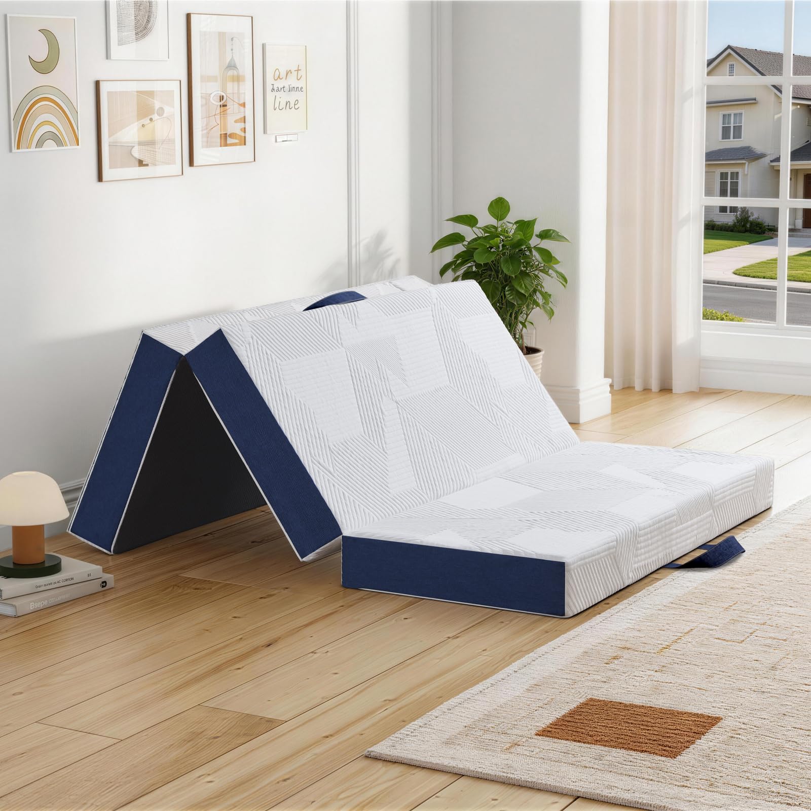 Hiimgo Folding Mattress,King Memory Foam Trifold Mattress,150x200x10cm
