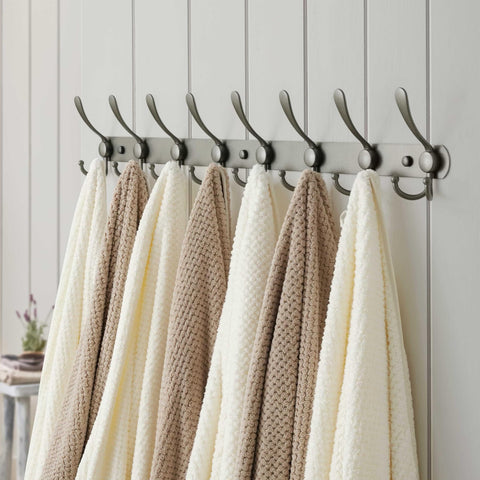 Dseap Coat Rack Wall Mount - 74cm Long 8-Tri-Hooks Heavy Duty Coat Hanger Rail Wall Hooks for Hanging Coats Hats Clothing Clothes Purse Mudroom
