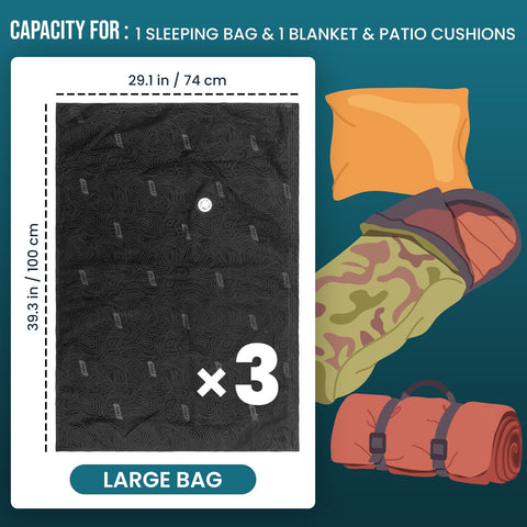 TAILI Vacuum Storage Bags Outdoor 3 Pack, Jumbo 100 x 74 CM, Tear-Proof