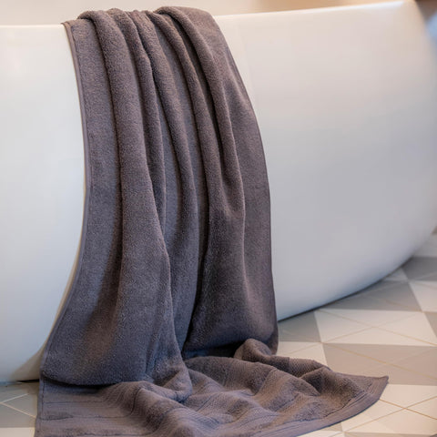 MELLUVA Bath Towels Set of 2 | 100% Turkish Cotton | 70 x 125 cm | Soft and Absorbent 600 GSM | Quick Dry Bathroom Shower Towels | Dow Grey