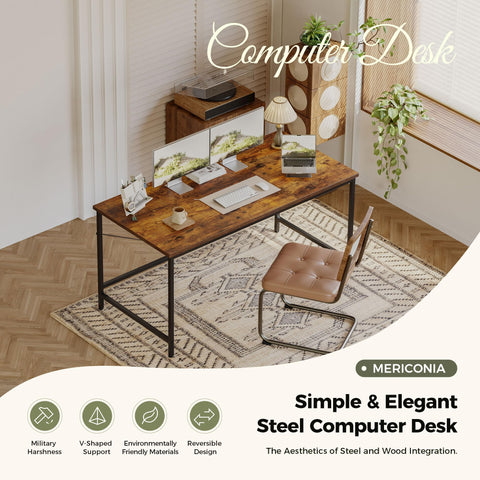 Mericonia Basic Computer Desk, 3 pieces Desktop, 140x50cm, Brown