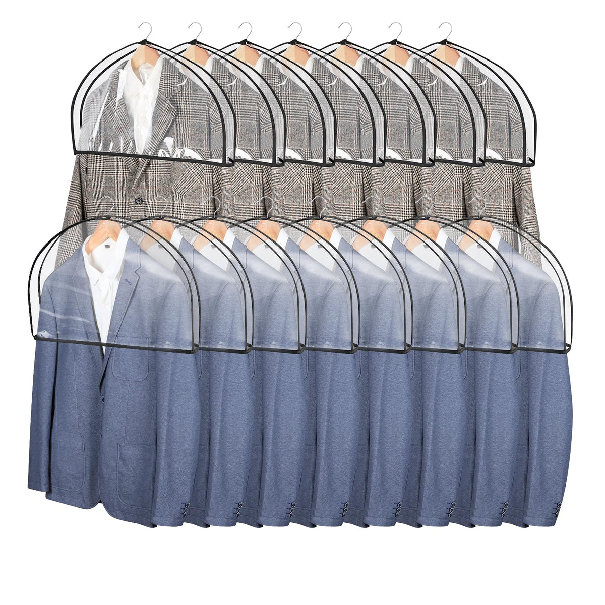 Syeeiex 15 Pack Clear Clothes Shoulder Cover with Wide Side Gusset, Dustproof and Waterproof Suit Shirt Jacket Shoulder Protective Cover