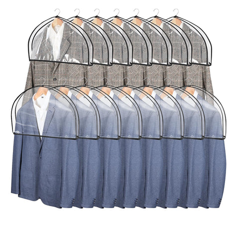 Syeeiex 15 Pack Clear Clothes Shoulder Cover with Wide Side Gusset, Dustproof and Waterproof Suit Shirt Jacket Shoulder Protective Cover