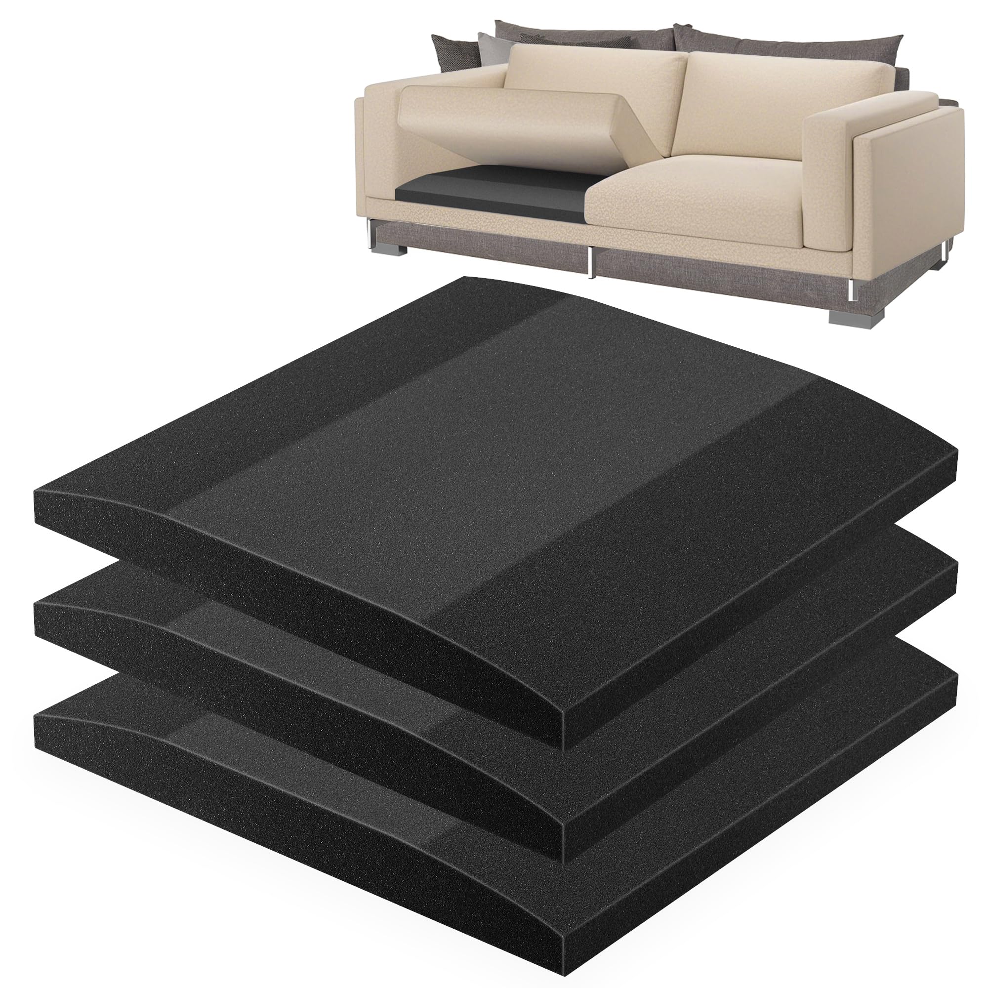 GIONAR 3 Pack 55x55cm Sofa Cushion Support-Repair Foam for Sagging Seat